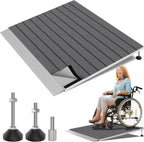 Threshold Ramps for Wheelchairs, Adjustable Height 3"–6.2" and 30"×36" Platform Aluminum Wheelchair Ramp, Door Threshold Ramps with a Non-Slip Thick Door Mat for Scooters, Power Chairs, Cart
