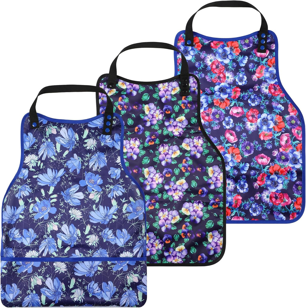3 Pcs Adult Bibs For Women Senior, Reusable Waterproof Bibs For Adult, Clothing Protector With Crumb Catcher