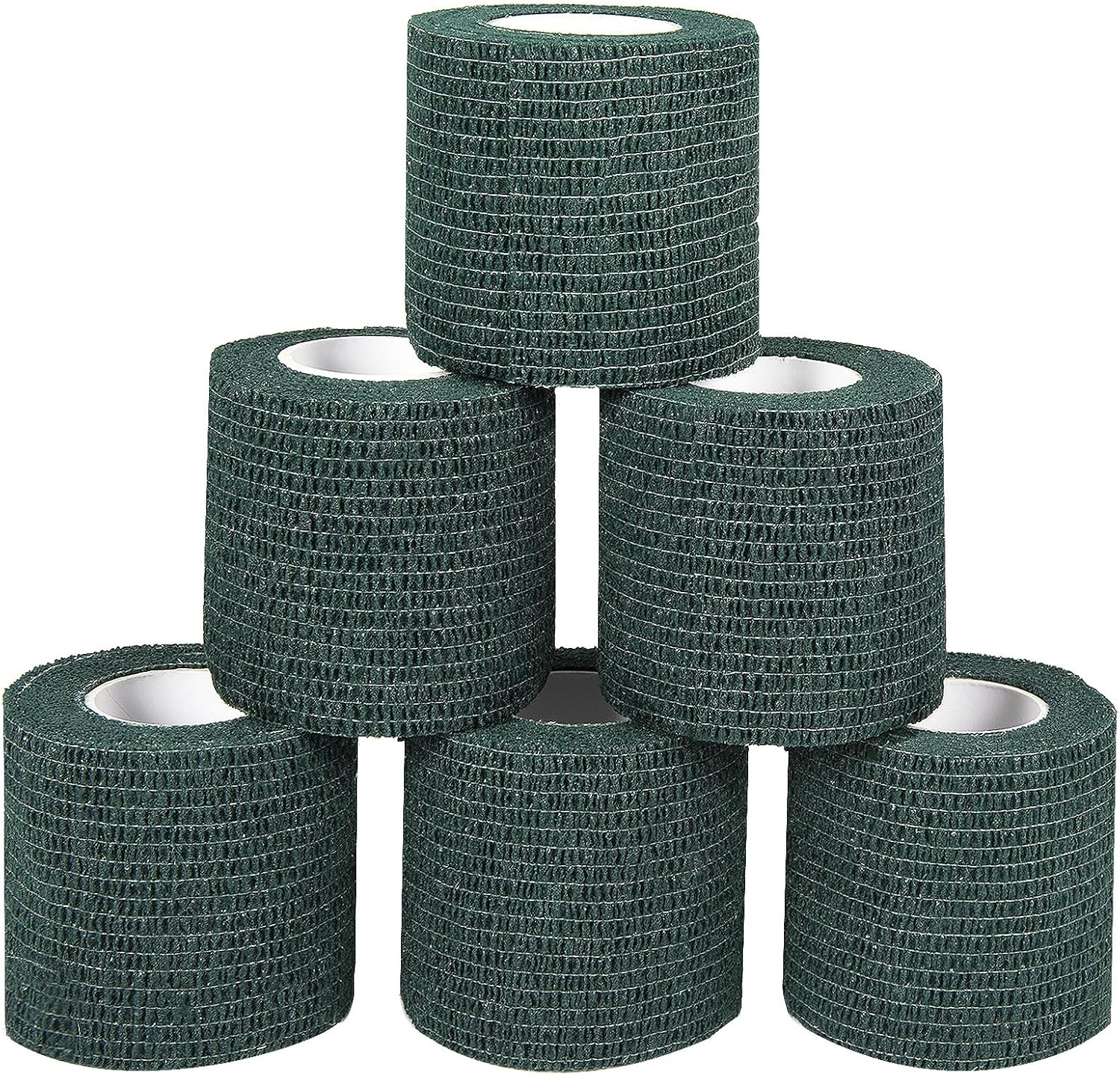 6Pcs 2”x 5 Yard Self Adhesive Bandage Wrap Breathable Self Adherent Cohesive Wrap Bandages Vet Tape for Dog Cat Athletic Elastic Cohesive Bandage Wrist Ankle Grip Cover Tape (Army Green)