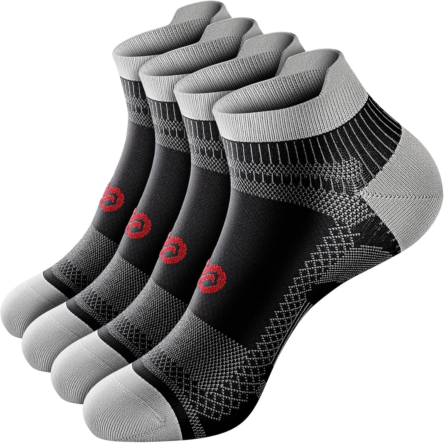 PAPLUS Compression Socks for Men & Women, 2/4/6 Pairs Ankle Running Socks with Arch Support, Ankle Support, Plantar Fasciitis