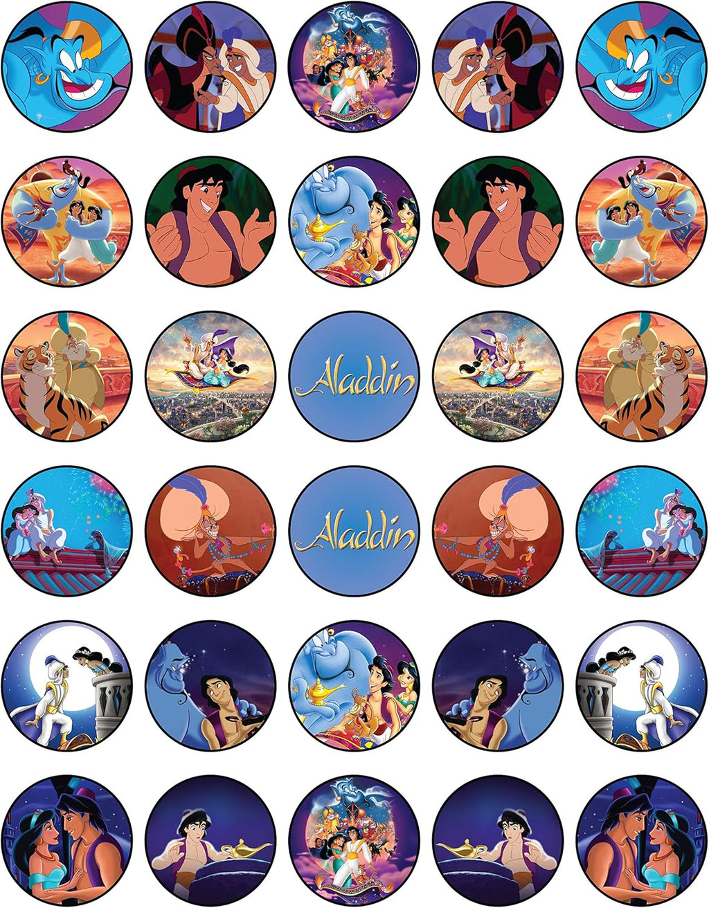 30 x Edible Cupcake Toppers – Prince Ali Party Collection of Edible Cake Decorations |Edible Wafer Sheet