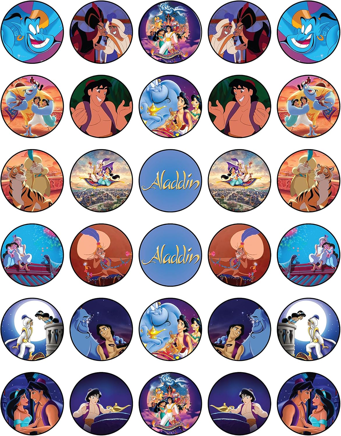 30 x Edible Cupcake Toppers – Prince Ali Party Collection of Edible Cake Decorations |Edible Wafer Sheet