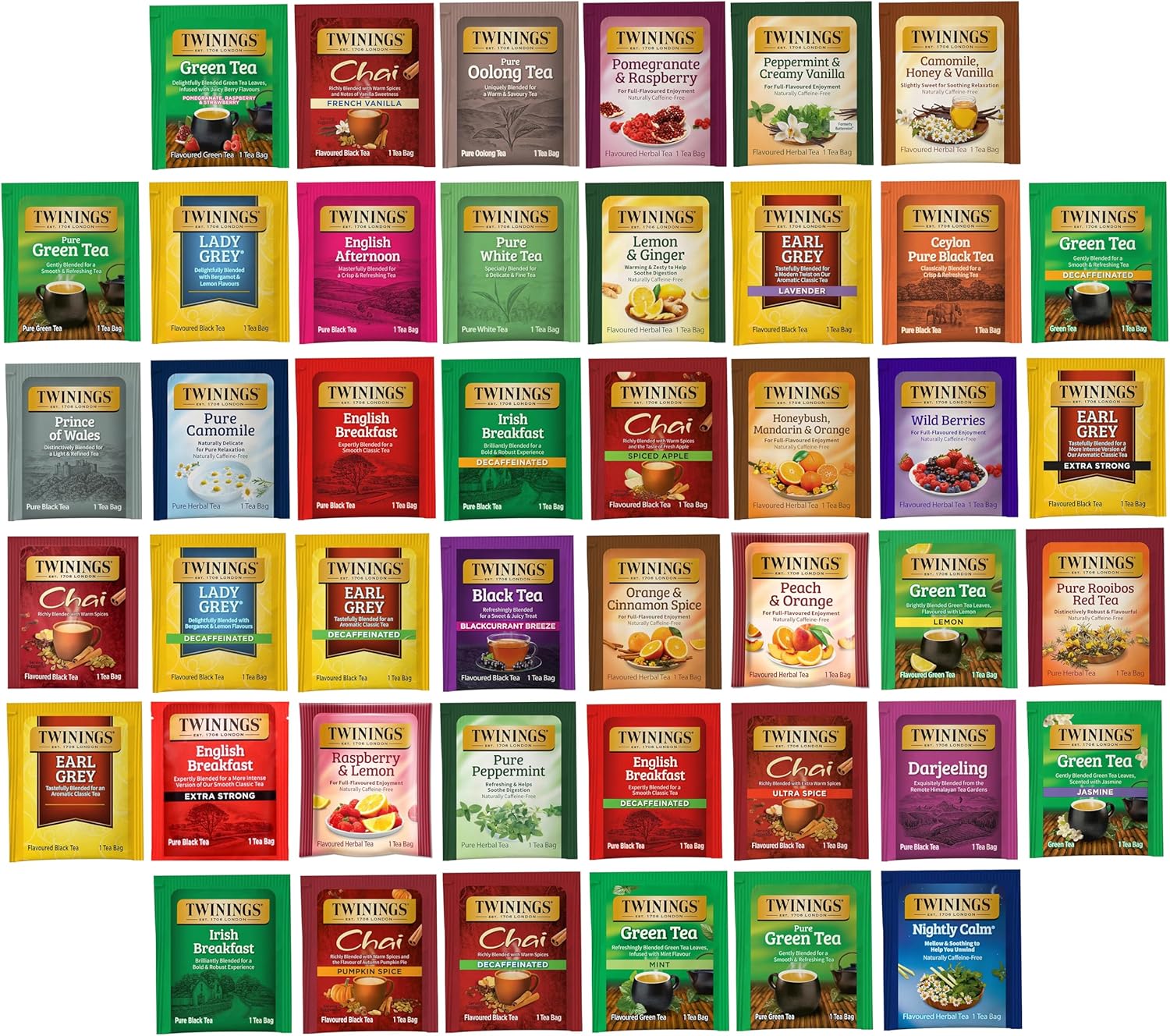 Twinings Tea Bag Sampler Assortment, Variety Pack (44 Count), 44 Unique Flavours for Tea Lovers: Women, Men, Couples, Family, Friends, Coworkers