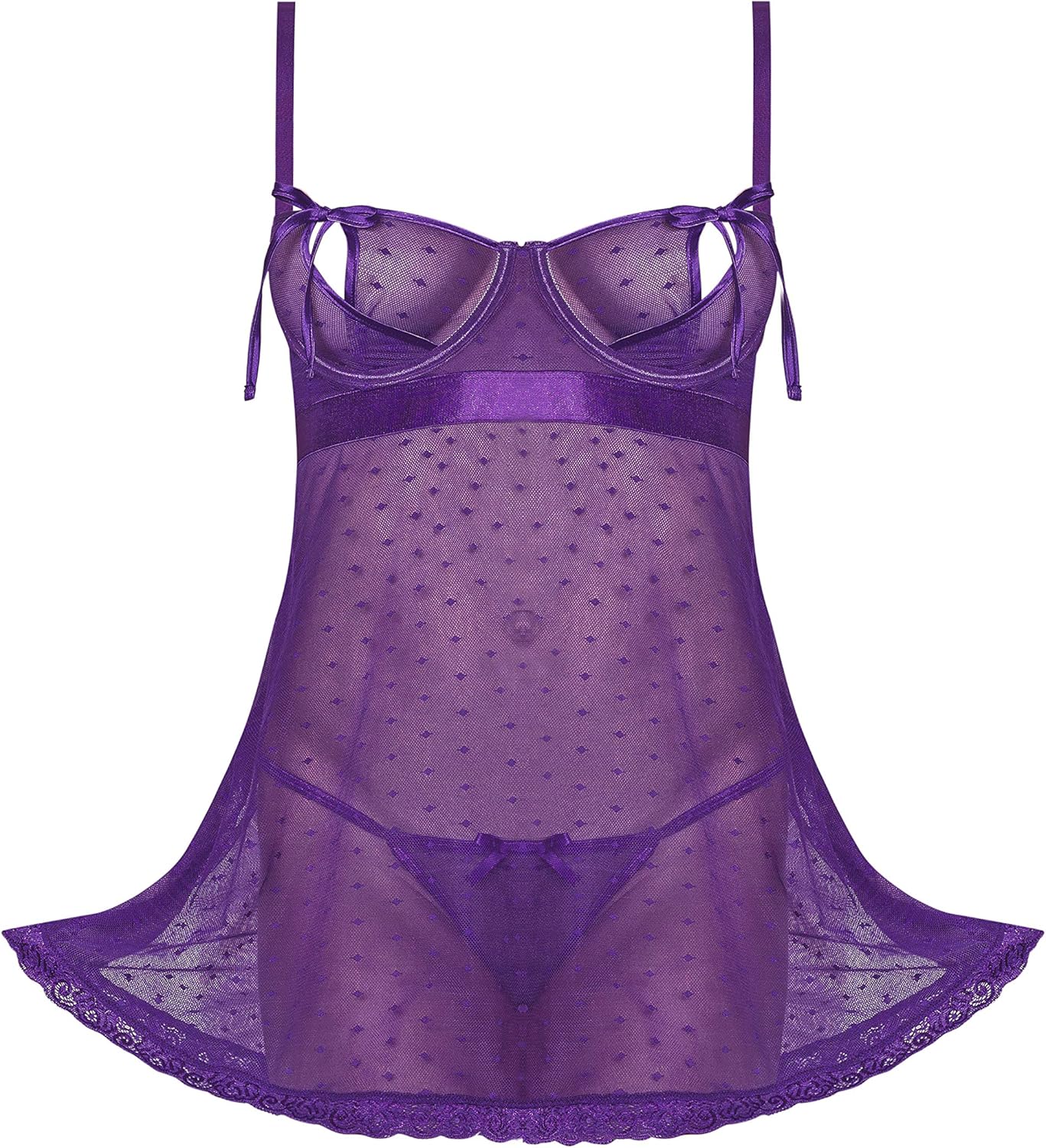 Magic Silk M112 Baby Doll & G-String Set, Purple, Queen Size