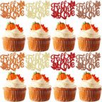 Gyufise 24Pcs Fall in Love Cupcake Toppers Multi Glitter Fall Bridal Shower Cupcake Picks Wedding Cupcake Toppers Engagement Anniversary Birthday Party Cake Decorations Supplies