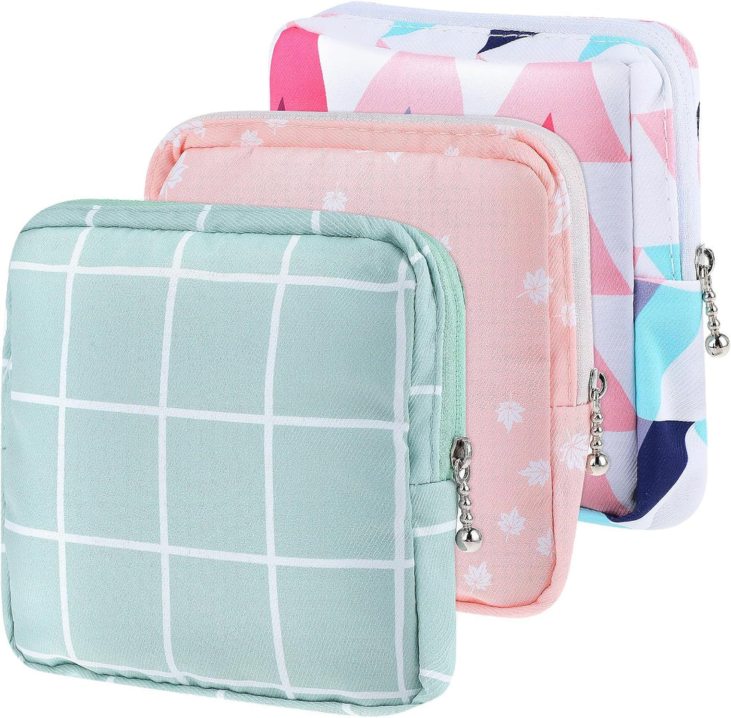 TIESOME 3Pcs Sanitary Napkin Storage Pouch, Cotton Menstrual Cup Holder, Portable Period Kit Bag for Women & Teen Girls