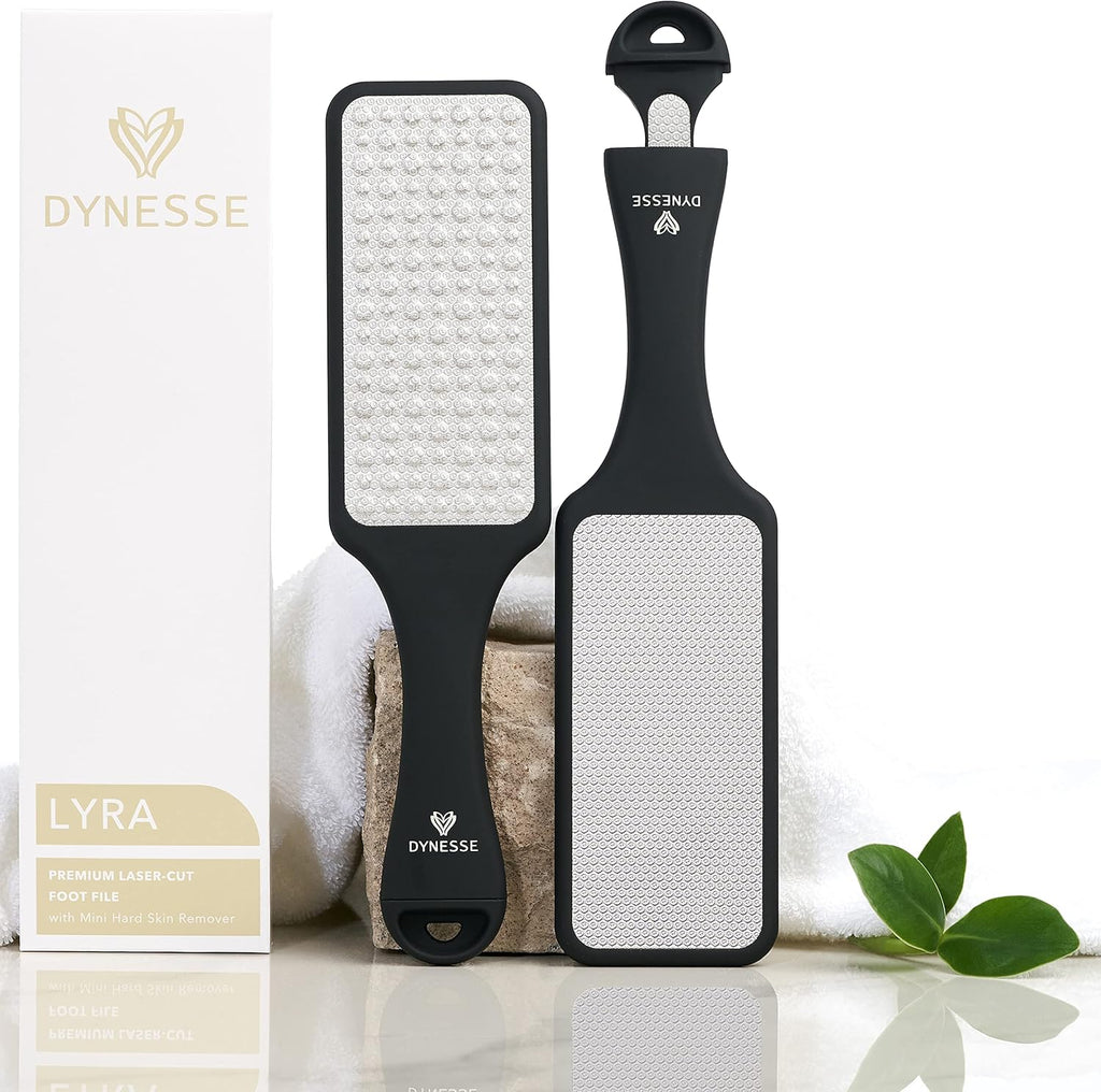 DYNESSE Foot File. Best Premium Pedicure Foot Rasp and Callus Remover. 3-in-1 Tool. Removes Hard Skin. No Risk of Injury. Stainless Steel. Ergonomic Handle. Washable. Works on Both Wet and Dry Feet.
