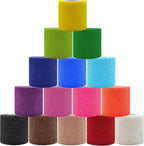 15 Pack Self Adhesive Bandage Wrap 2 Inch x 5 Yards Self-Adherent Elastic Cohesive Wrap Non-Woven Breathable Bandage,Vet Wrap for Stretch Athletic, Sports, Wrist, Ankle (Mix)