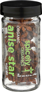 Spicely Organics USDA Certified Organic Anise Star, No Artificial Colors or Preservatives, Zero Sugar, Vegan Friendly, Kosher, Gluten Free & Non-GMO, 0.5 Ounce (Pack of 3)