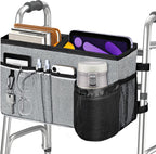 Dotday Upgraded Walker Basket for Folding Walker, Foldable Walker Bag with Cup Holder, Walker Accessories for Seniors with Limited Mobility, Large Capacity & Never Tipping Over- Not Fit for Rollator