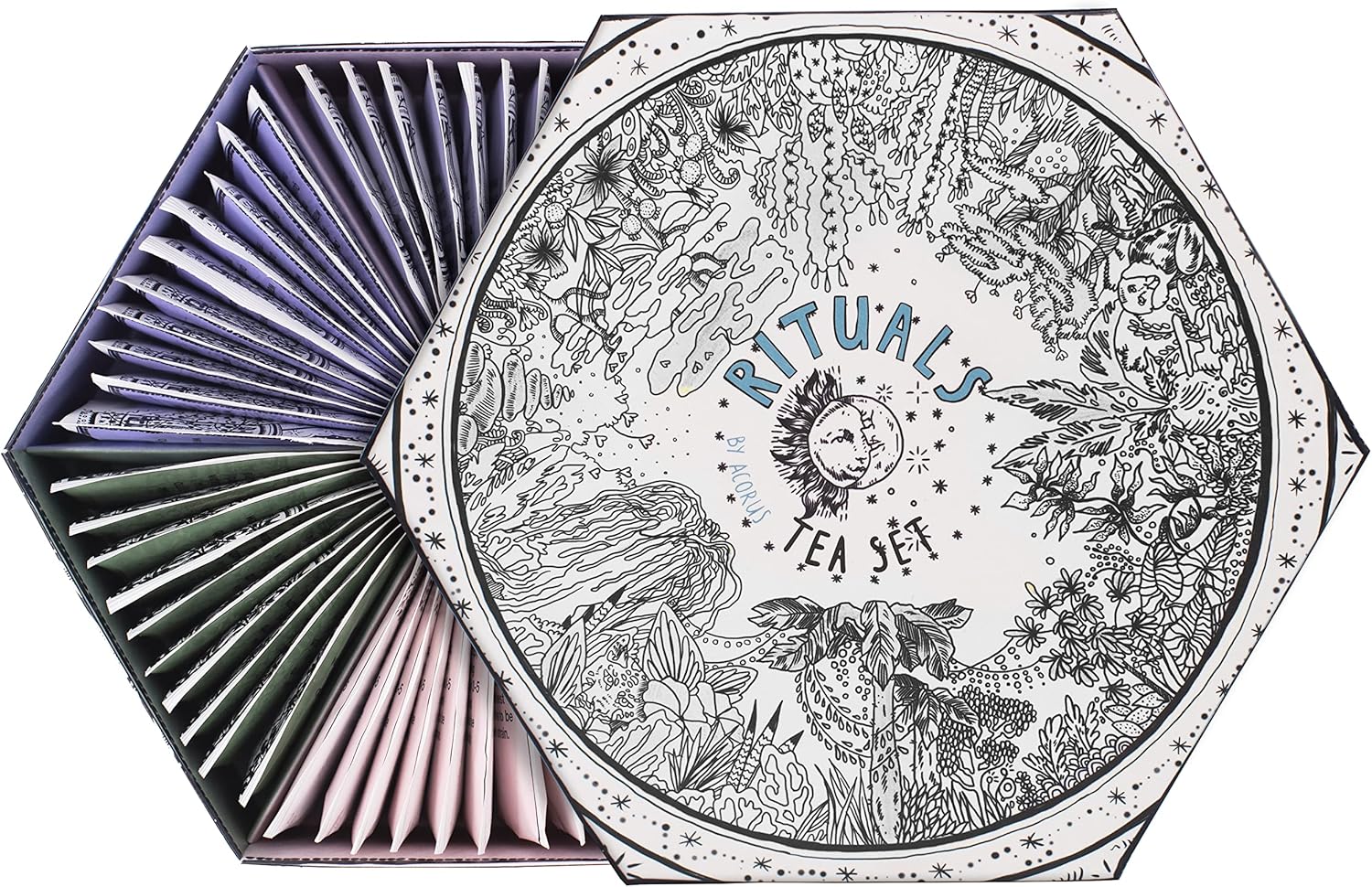 ACORUS Rituals Tea Set - Natural Fruit and Herbal Variety Pack, Tea Gift Set of 6 Different Teas, Sampler of 60 Bags Individually Wrapped