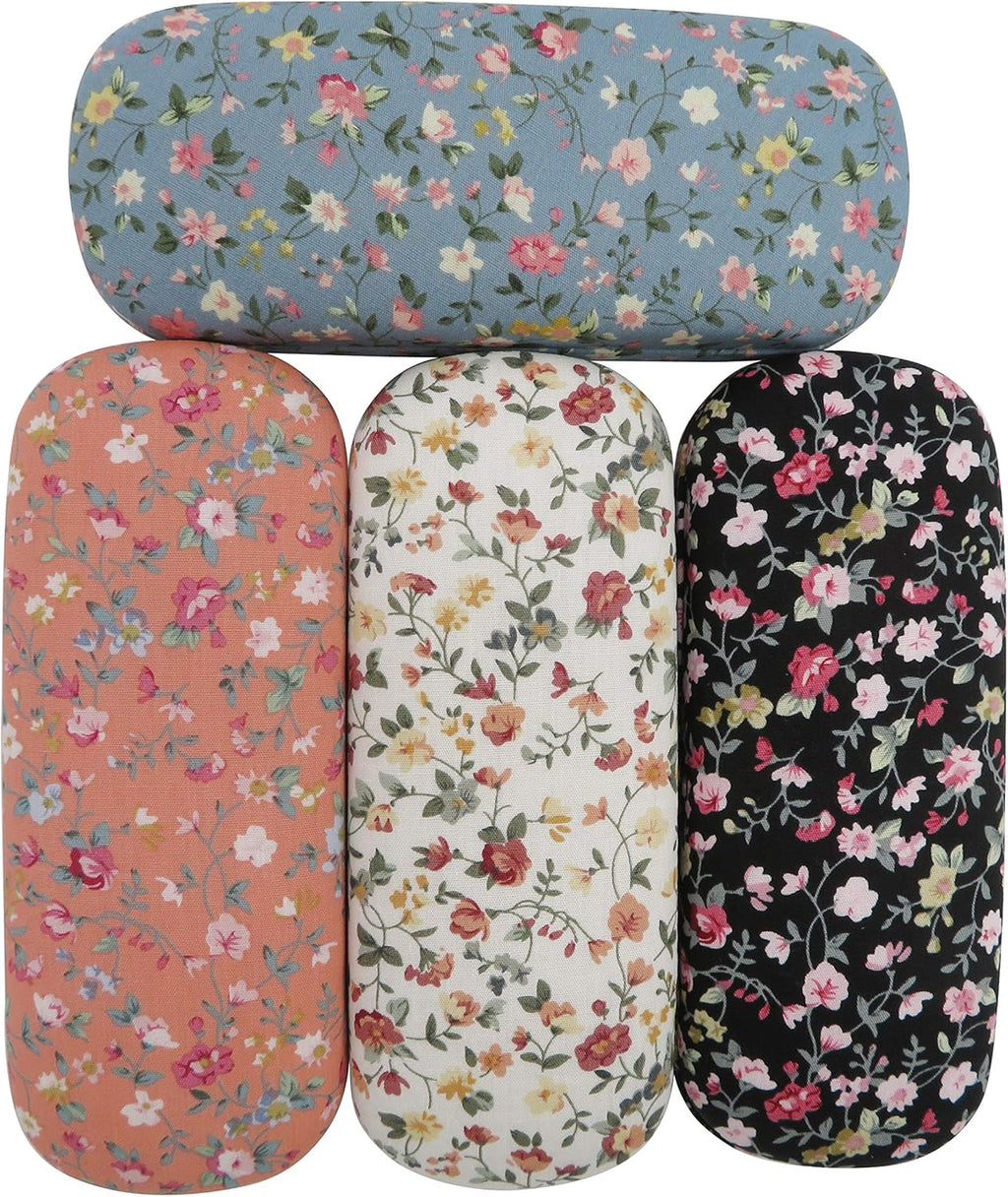 Spectacle Case Portable Hard Shell Eyeglasses Case Flower Fabric Covered Spectacles Box Eyewear Protector Bo
