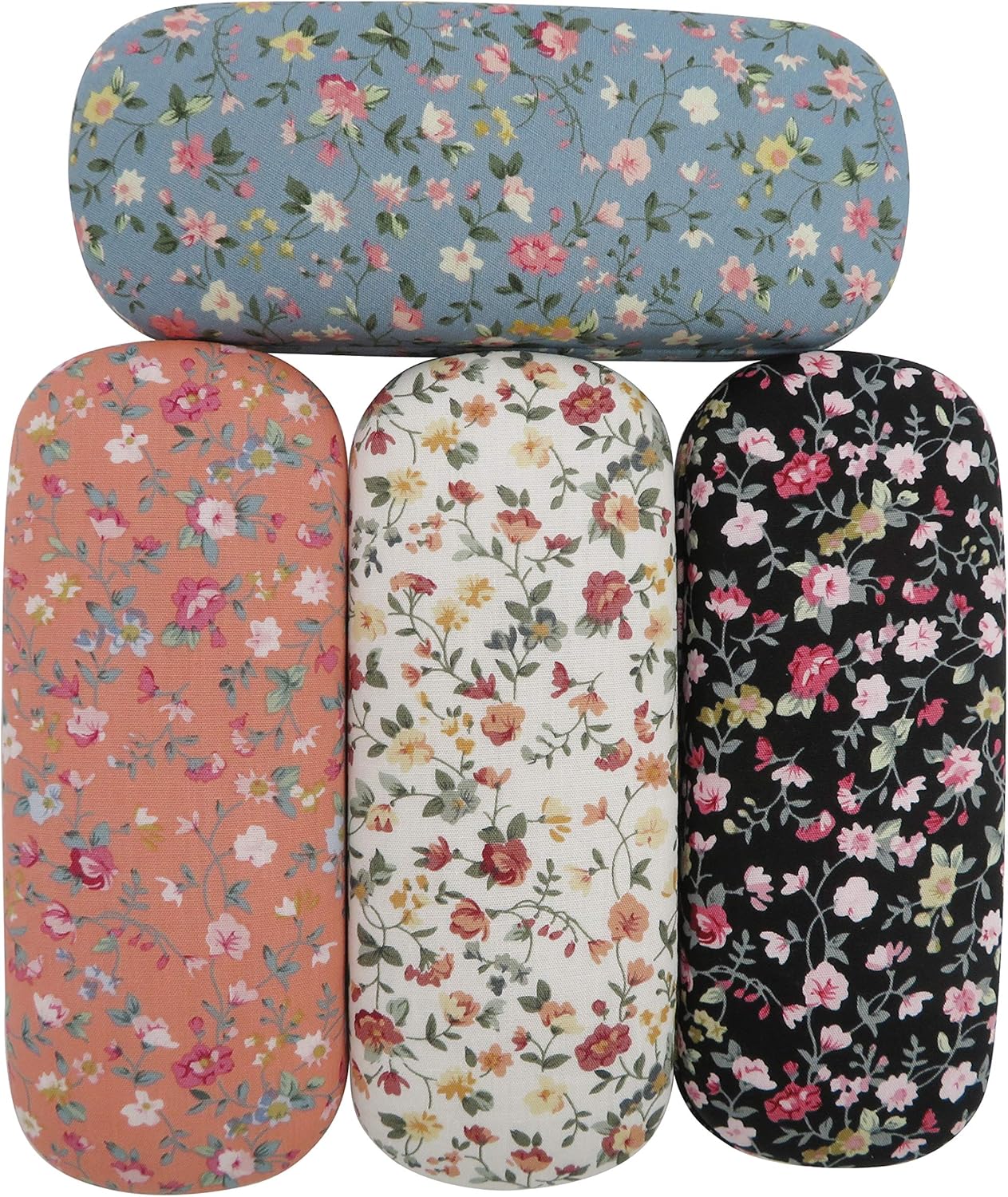 Spectacle Case Portable Hard Shell Eyeglasses Case Flower Fabric Covered Spectacles Box Eyewear Protector Bo