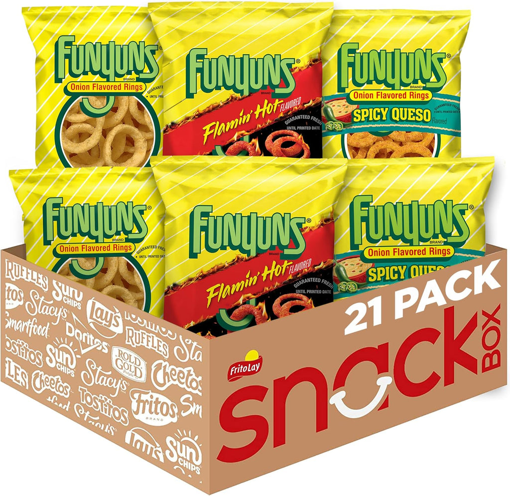 Funyuns Onion Flavored Rings, 3 Flavor Variety Pack, 0.75 Ounce (Pack of 21)