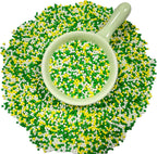 Gevog 2MM Yellow Green and White Nonpareils Pearls Sprinkles Mixing Edible Cake Cupcake Sprinkles for Baking Cupcake Cookie Ice Cream Decoration Supplies 110g/ 3.88oz