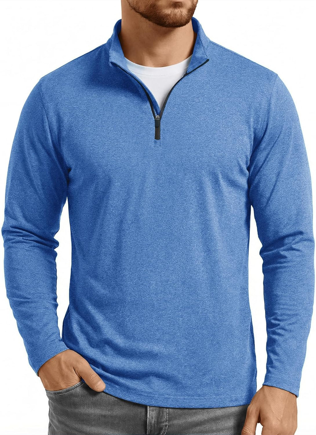 Boladeci Men's Quarter Zip Pullover Premium Fleece Lined Heather Long Sleeve Golf Shirts Midweight 1/4 Half Zip Sweatshirts