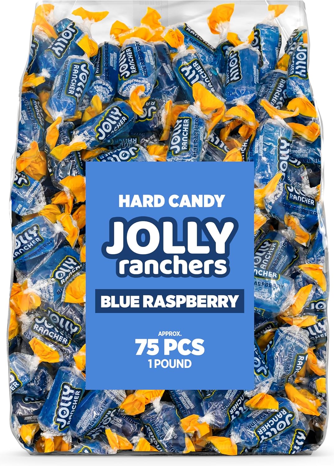 Blue Raspberry Jolly Ranchers Hard Candy – Original Flavor – 1 LB Bulk Bag (Approx. 75 Pieces) – Individually Wrapped Tart & Sweet Treats for Baby Showers, Back to School, Birthdays & Gift Bags