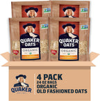 Quaker Old Fashioned Rolled Oats, USDA Organic, Non GMO Project Verified, 24oz Resealable Bags (Pack of 4)