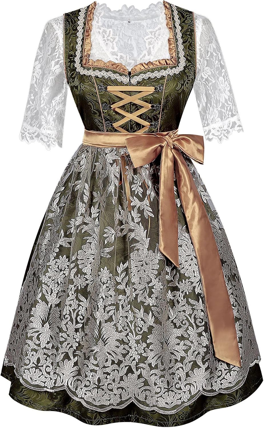 Women German Dirndl Dresses Set Oktoberfest Costume Bavarian Beer Dress Halloween Party Outfits