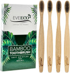 4 Count I Bamboo Toothbrush I Soft Bristles Best for Sensitive Gums I Charcoal I Vegan I Natural Wood I BPA Fee I Recyclable I Compostable I Biodegradable | Environmentally Friendly