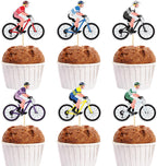 Bicycle Cupcake Toppers, 18 piece Shimmering Silver Cardstock in 6 Colors, Mountain bike cupcake decoration (Mountain bike)