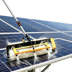 Electric Solar Solar Panel Cleaning Tool, Telescopic Rod Pv Panel Wash Cleaning Machine,with 23.6in Brush with Rear Silicone Scraper Solar Cleaner Robot,Dry/Wet Cordless-5.6m/18.4ft
