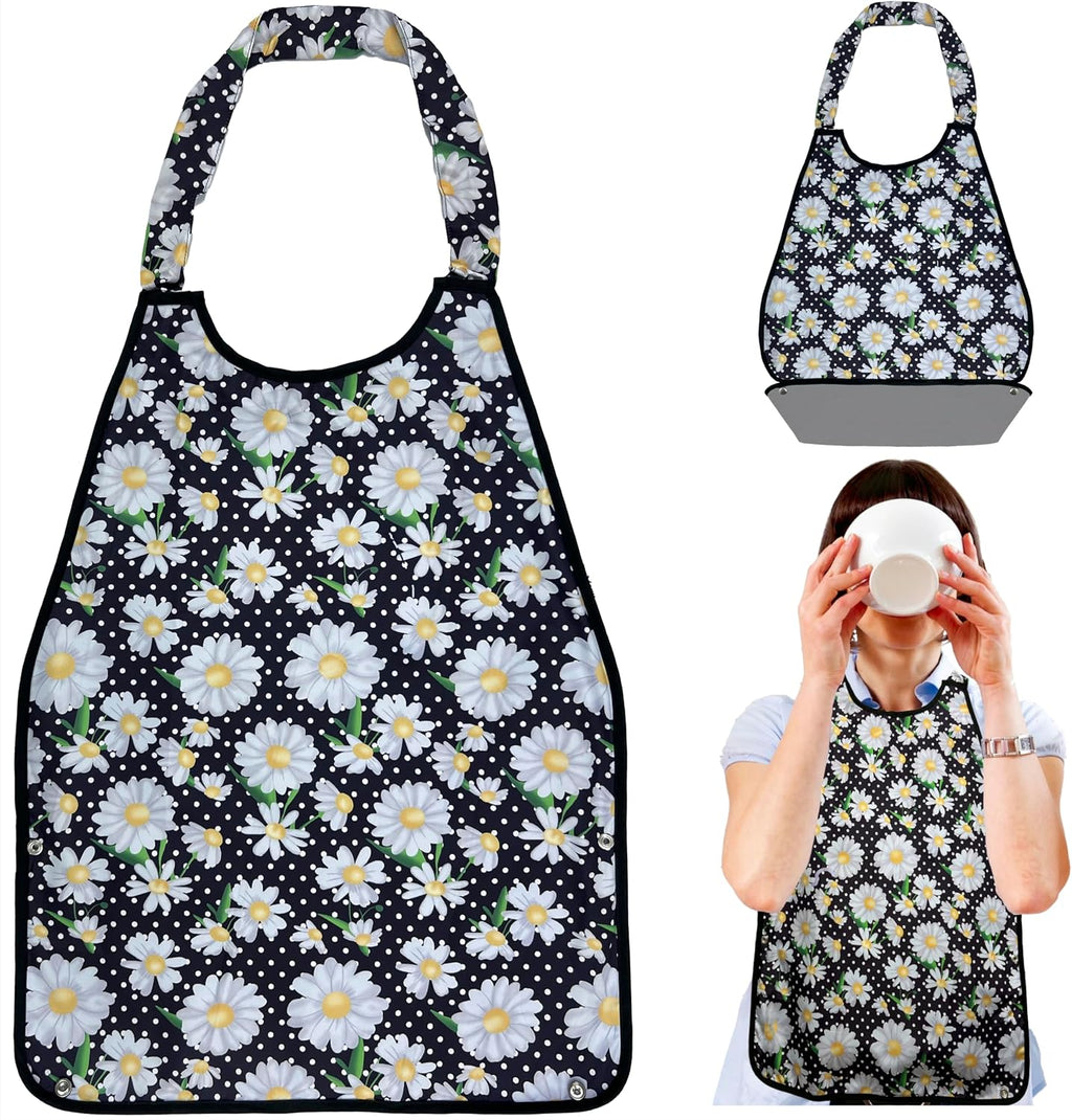 Premium Adult Bibs for Seniors & Elderly - 17x30 Large, Heavy Duty, Waterproof PVC Layer, Washable, Crumb Catcher
