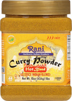 Rani Curry Powder Hot (11-Spice Authentic Indian Blend) 16oz (1lb) 454g PET Jar ~ All Natural | Salt-Free | Vegan | No Colors | Gluten Friendly | NON-GMO | Kosher | Indian Origin