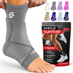 Sleeve Stars Ankle Brace for Women & Men, Ankle Wrap for Sprain, Compression Sleeve for Plantar Fasciitis Relief, Easy Customizable Support: w/ Removable Strap (Single/M:10"-12"/Grey)