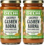 Brooklyn Delhi Coconut Cashew Korma - Indian Simmer Sauce with Cashew Cream and Warming Spices - 12 Ounces - Mild Enough for a kid, Flavorful Enough for a Foodie - Vegan - No Artificial Additives - Pack of 2