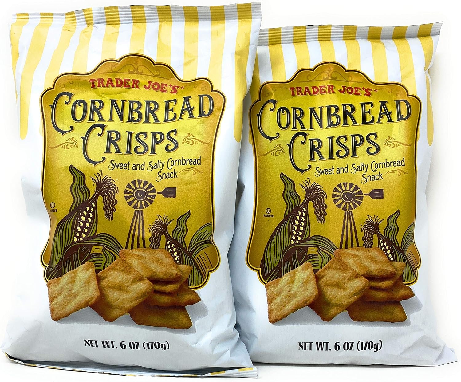 Trader Joe's - Cornbread Crisps - Sweet and Salty Snack 6oz (2 Bags)
