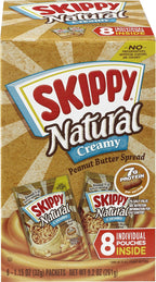SKIPPY Natural Creamy Peanut Butter Spread Individual Squeeze Packs, 1.15 Ounce (Pack of 64)
