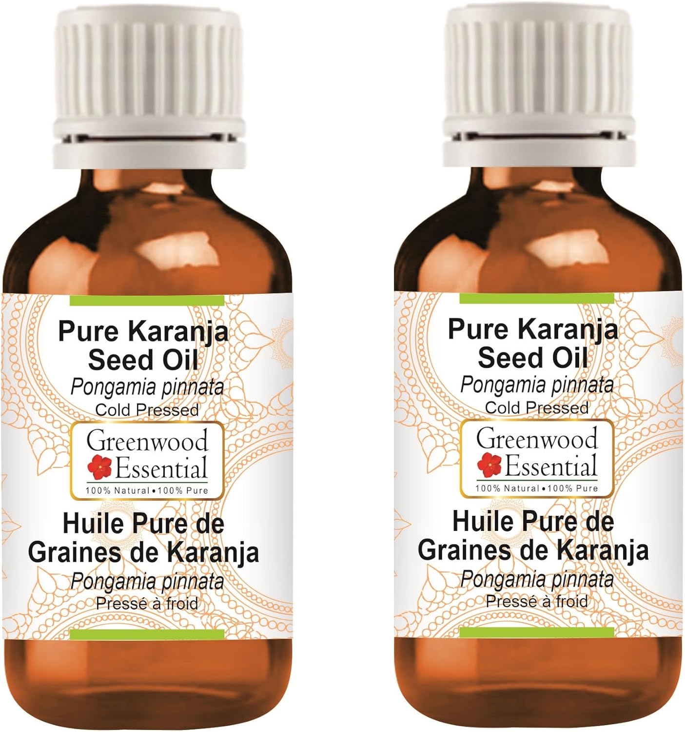 Greenwood Essential Pure Karanja Seed Oil (Pongamia pinnata) Cold Pressed (Pack of Two) 100ml X 2 (6.76 oz)