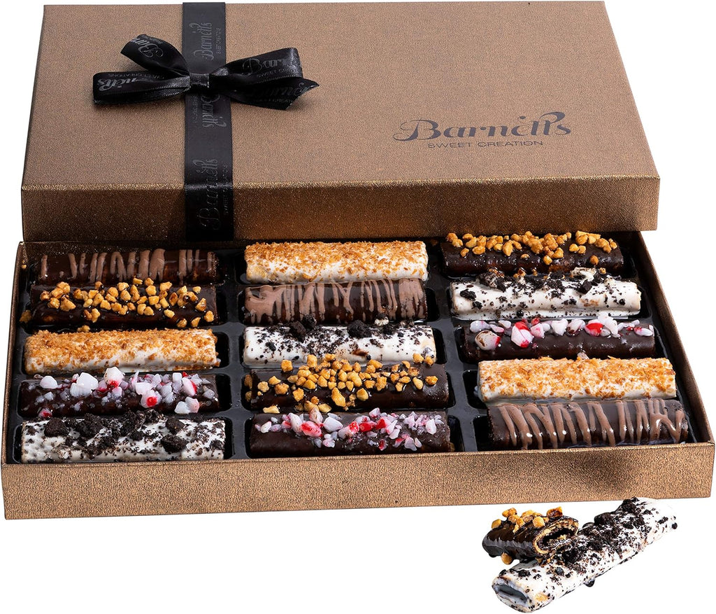 Barnetts Easter Chocolate Gift Baskets, 15 Crepes Spring Treats Hamper Basket Stuffer Cookie Chocolates Candy Box, Gourmet Chocolate Covered Cookies Gifts, Men, Women, Husband, Wife, Him, Her Food Delivery Ideas