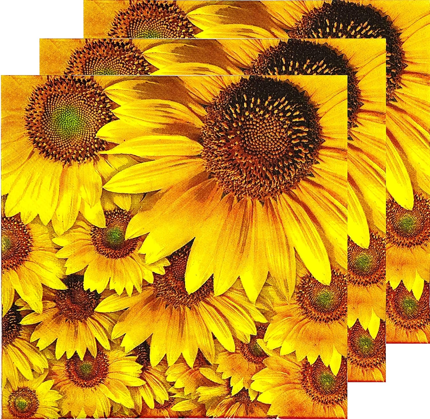 50 Count Sunflower Napkins - Yellow Sunflower Themed Cocktail Paper Napkins - Disposable for Parties