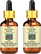 Pure Prickly Pear Seed Oil (Opuntia ficus-Indica) with Glass Dropper (Pack of Two) 100mlx2 (6.76 oz)