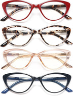 EYEURL 4-Pack Cat Eye Reading Glasses for Women- Blue Light Blocking Readers with Spring Hinges,Anti-Glare/UV Rays Reading Glasses,1.5