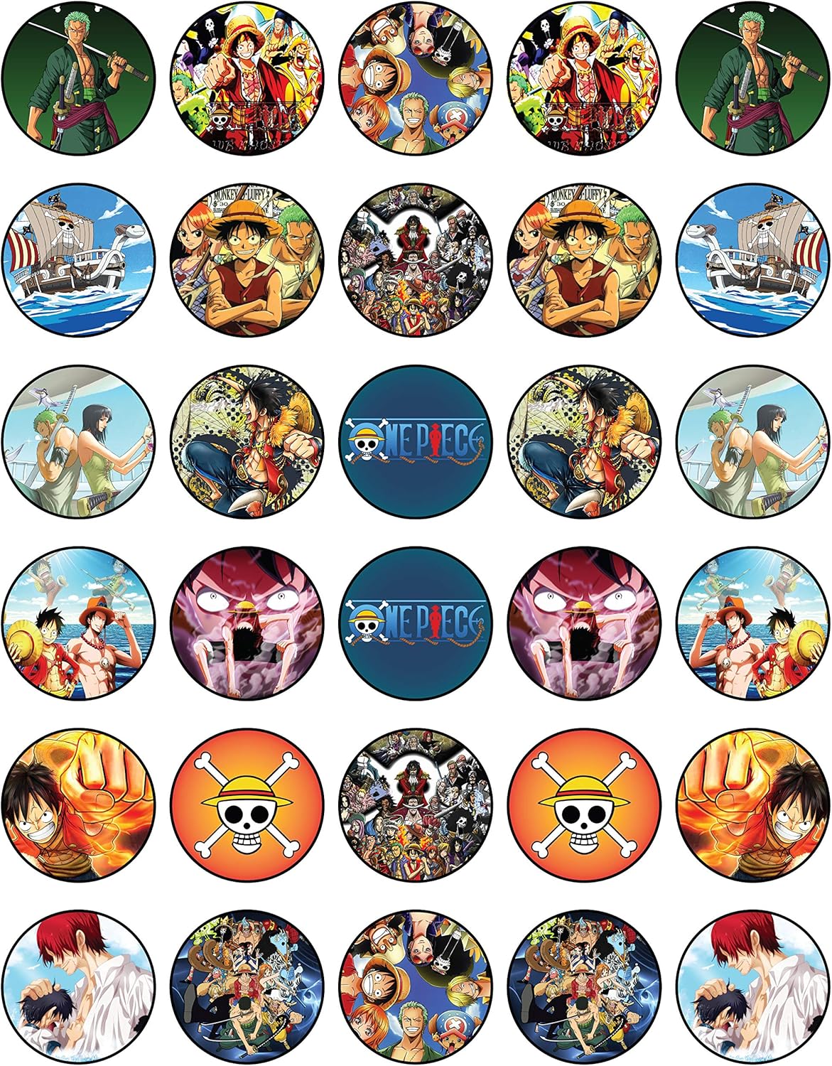 30 x Edible Cupcake Toppers Themed of Pirate Adventure Collection of Edible Cake Decorations | Uncut Edible on Wafer Sheet