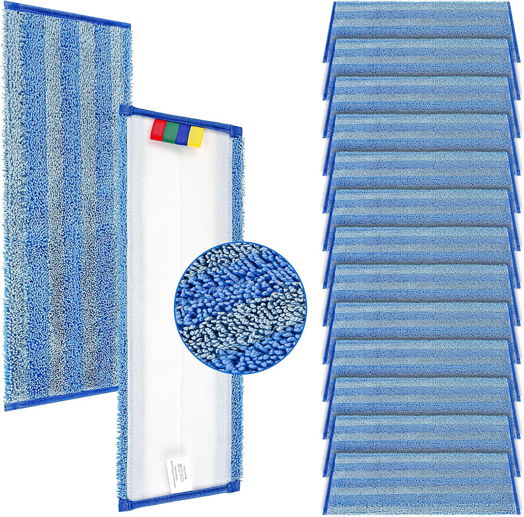 15 Pack Replacement Microfiber Mop Pad – Universal 17-18" Heavy Duty Reusable Refill – Thick Commercial Cleaning Pad for Wet & Dry Use - 18in Flat Mop Head (Trapezoid)