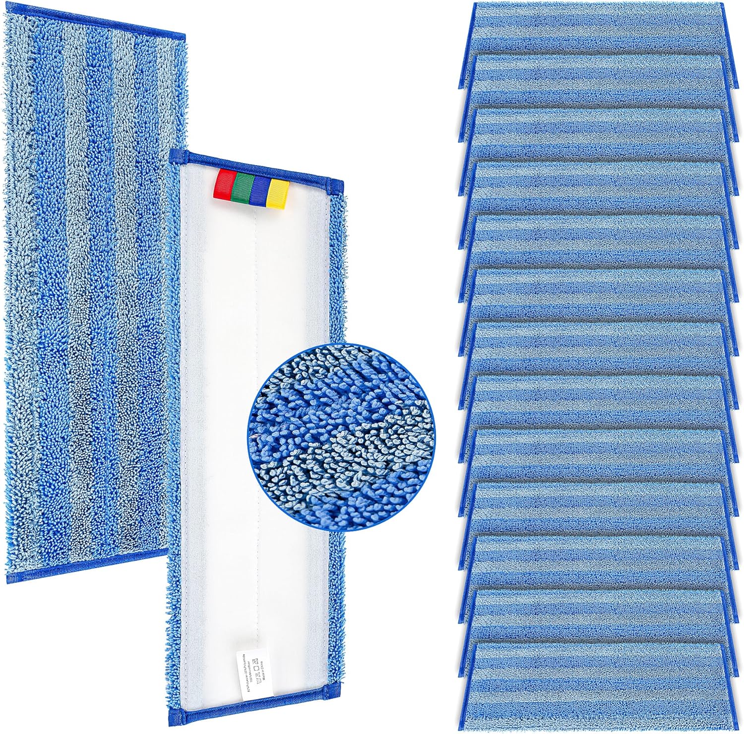 15 Pack Replacement Microfiber Mop Pad – Universal 17-18" Heavy Duty Reusable Refill – Thick Commercial Cleaning Pad for Wet & Dry Use - 18in Flat Mop Head (Trapezoid)