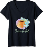 Womens Funny Brew-Tea-Ful Beautiful V-Neck T-Shirt