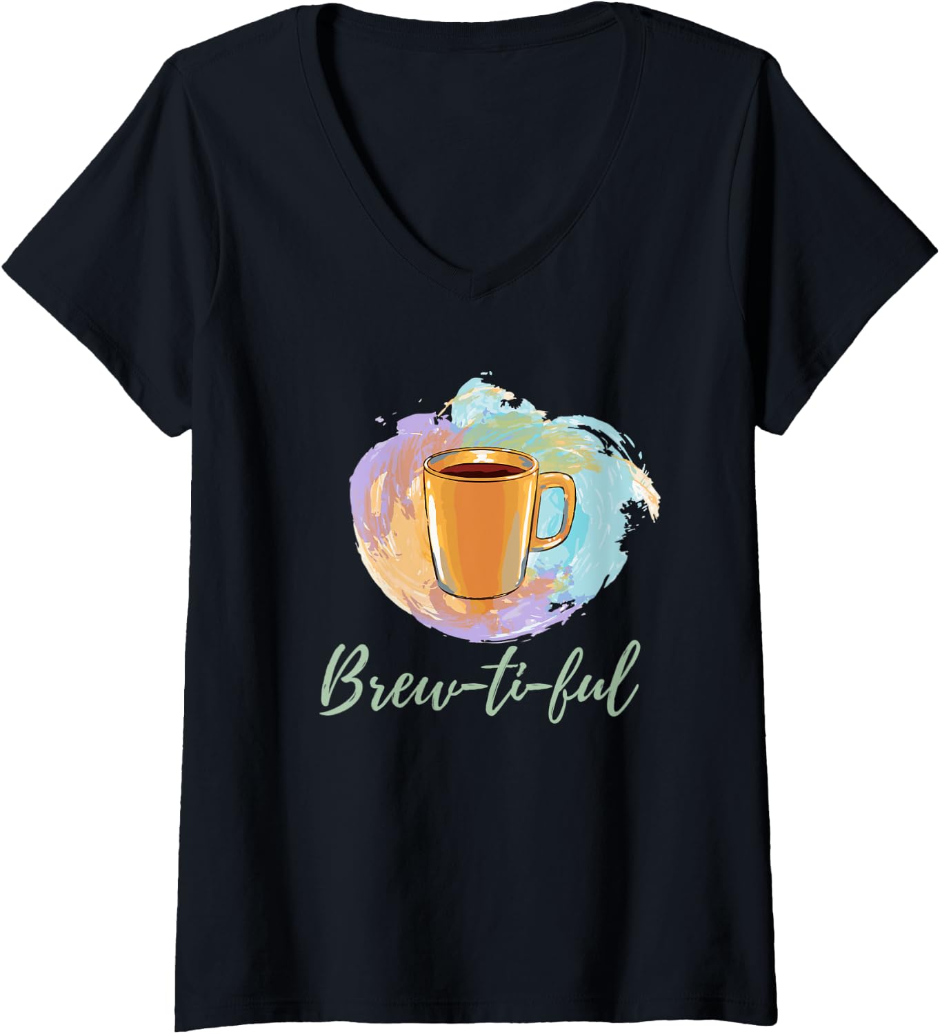 Womens Funny Brew-Tea-Ful Beautiful V-Neck T-Shirt
