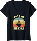 Womens Pho Shirt Ramen Noodles Vietnamese Food Chef Love Pho Soup V-Neck T-Shirt