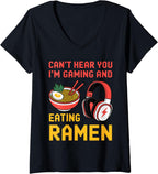 Women's Cute Ramen Design for Men Women Kids Noodles Ramen Lovers V-Neck T-Shirt