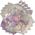 WallyE Graphic Patterns Decoupage Paper Napkins, French Garden Shabby Chic Inspired Chintz Luncheon Cocktail Napkins for Bridal Shower or Wedding, 20 Pack