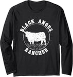 Black Angus Rancher Cow tee / heifer, homesteader Farm Long Sleeve T-Shirt