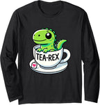 Tea-Rex Cute T-Rex Kawaii Dinosaur Funny Dino Pun Gift Women Long Sleeve T-Shirt