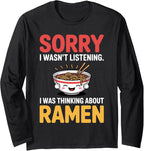 Funny Ramen Lover Art for Men Women Kids Ramen Soup Noodles Long Sleeve T-Shirt