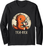 Tea-Rex Cute T-Rex Dinosaur Cute Funny Dino Pun Long Sleeve T-Shirt