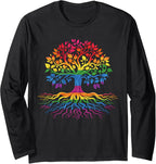 Tree Life Rainbow LGBT Flag Gay Pride Ally Long Sleeve T-Shirt